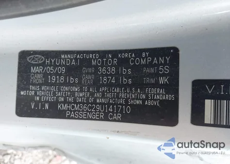 2009 Hyundai Accent Gs из США, поврежденный, VIN KMHCM36C29U141710